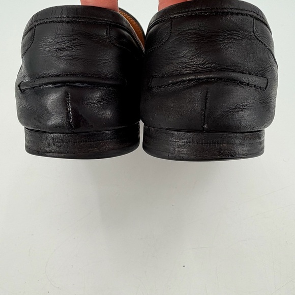 GUCCI Black Leather Horsebit Classic Mens 9 Dress Shoes Loafers FLAWS main image 8